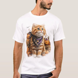  HERFST THEMA ORANJE TABBY CAT T-SHIRT