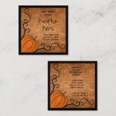 Herfst thema pompoen met wervelingen nieuwigheid vierkante visitekaartje (Voorkant / Achterkant)