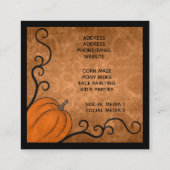 Herfst thema pompoen met wervelingen nieuwigheid vierkante visitekaartje (Achterkant)