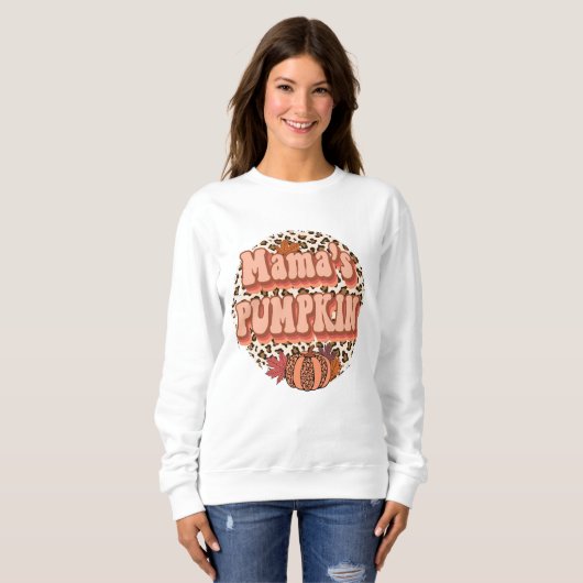 HERFST THEMA RETRO LEOPARD MAMA'S POMPOEN TRUI (Voorkant volledig)