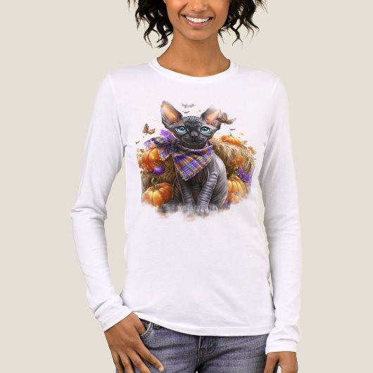  HERFST THEMA SPHYNX CAT Tri-Blend SHIRT (Voorkant volledig)
