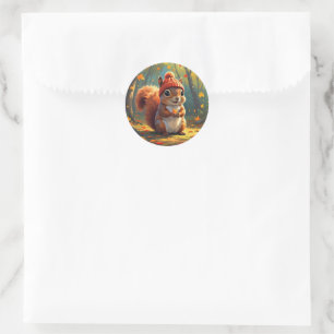 Herfst thema Sticker Herfst eekhoorn