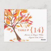 Herfst Thema Trouwtafel Aantal Zitplaatsen Kaarten (Achterkant)