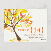 Herfst Thema Trouwtafel Aantal Zitplaatsen Kaarten (Achterkant)