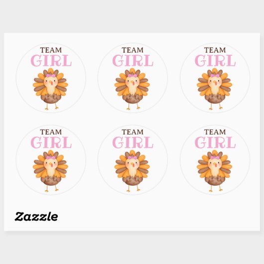 Herfst thema Turkije meisje gender reveal stickers (Vel)