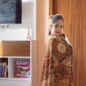 Herfst thema verlaat Terracotta Fleece Deken