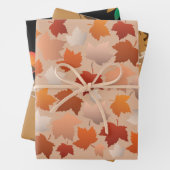 Herfst Thema Verpakking Papier — Reeks 3 vellen (In situ)