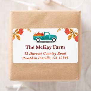 Herfst Thema Vintage Truck Retouradres Etiket