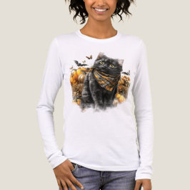  HERFST THEMA ZWARTE KAT MET POMPOENEN Tri-Blend SHIRT