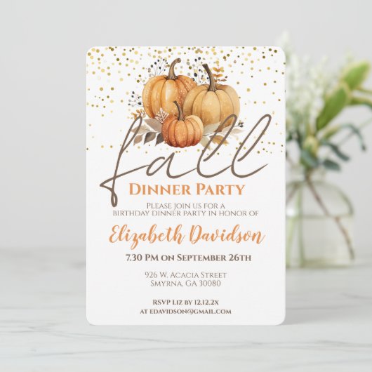 Herfst Theme Dinner Party Verjaardag Kaart (Staand voorkant)