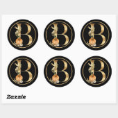 HERFST THEME GOLD MONOGRAM B MET PUMPKINS RONDE STICKER (Vel)