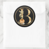 HERFST THEME GOLD MONOGRAM B MET PUMPKINS RONDE STICKER (Tas)
