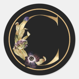 HERFST THEME GOLD MONOGRAM C MET PLATTELANDSREGELI RONDE STICKER