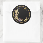 HERFST THEME GOLD MONOGRAM C MET PLATTELANDSREGELI RONDE STICKER (Tas)