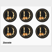 HERFST THEME GOLD MONOGRAM D MET PUMPKINS RONDE STICKER (Vel)