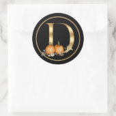 HERFST THEME GOLD MONOGRAM D MET PUMPKINS RONDE STICKER (Tas)
