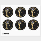 HERFST THEME GOLD MONOGRAM F MET PLATTELANDSREGELI RONDE STICKER (Vel)