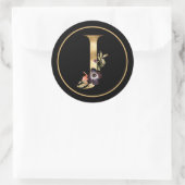 HERFST THEME GOLD MONOGRAM J MET FLORALE REGELING RONDE STICKER (Tas)