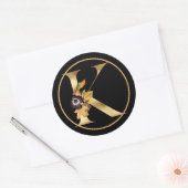 HERFST THEME GOLD MONOGRAM K MET PLATTELANDSREGELI RONDE STICKER (Envelop)