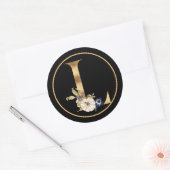 HERFST THEME GOLD MONOGRAM L MET PUMPKINS RONDE STICKER (Envelop)