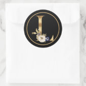 HERFST THEME GOLD MONOGRAM L MET PUMPKINS RONDE STICKER (Tas)