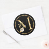 HERFST THEME GOLD MONOGRAM MET PUMPKINS RONDE STICKER (Envelop)