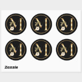 HERFST THEME GOLD MONOGRAM MET PUMPKINS RONDE STICKER (Vel)