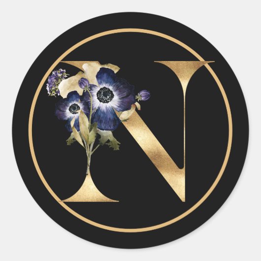 HERFST THEME GOLD MONOGRAM N MET PLATTELANDSREGELI RONDE STICKER (Voorkant)