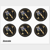 HERFST THEME GOLD MONOGRAM N MET PLATTELANDSREGELI RONDE STICKER (Vel)
