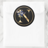 HERFST THEME GOLD MONOGRAM N MET PLATTELANDSREGELI RONDE STICKER (Tas)