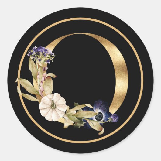 HERFST THEME GOLD MONOGRAM O MET PUMPKINS RONDE STICKER (Voorkant)