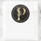 HERFST THEME GOLD MONOGRAM P MET PLATTELANDSREGELI RONDE STICKER (Tas)