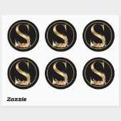 HERFST THEME GOLD MONOGRAM S MET PUMPKINS RONDE STICKER (Vel)