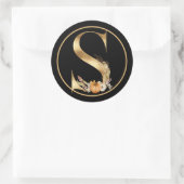 HERFST THEME GOLD MONOGRAM S MET PUMPKINS RONDE STICKER (Tas)