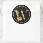HERFST THEME MONOGRAM W MET ORANJE PUMPKIN RONDE STICKER (Tas)