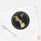 HERFST THEME MONOGRAM Y MET WITTE PUMPKIN RONDE STICKER (Envelop)