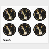 HERFST THEME MONOGRAM Y MET WITTE PUMPKIN RONDE STICKER (Vel)