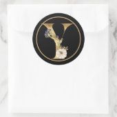 HERFST THEME MONOGRAM Y MET WITTE PUMPKIN RONDE STICKER (Tas)