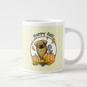 Herfst Tibetan Spaniel (bruin) Dog Pumpkins Cute Grote Koffiekop