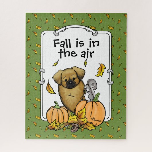 Herfst Tibetan Spaniel (bruin) Dog Pumpkins Cute Legpuzzel (Verticaal)