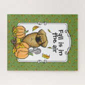 Herfst Tibetan Spaniel (bruin) Dog Pumpkins Cute Legpuzzel (Horizontaal)