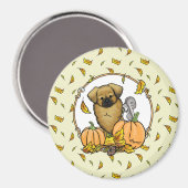 Herfst Tibetan Spaniel (bruin) Dog Pumpkins Cute Magneet (Voorkant / Achterkant)