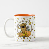 Herfst Tibetan Spaniel (bruin) Dog Pumpkins Cute Tweekleurige Koffiemok (Links)
