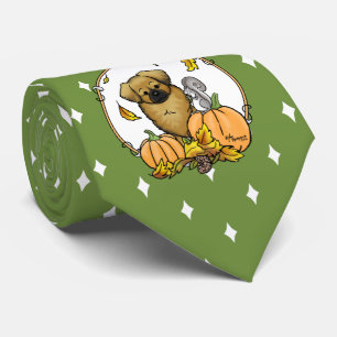 Herfst Tibetan Spaniel (bruin) Dog Pumpkins Fun Stropdas