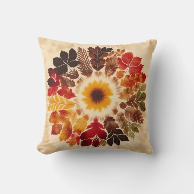 Herfst / Tie Dye / Bladeren Kussen (Voorkant)
