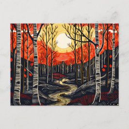 Herfst tijd bos met specht feestdagenkaart