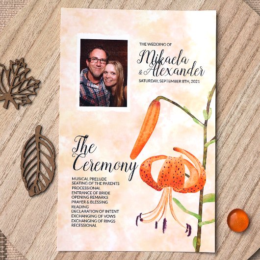 Herfst tijger lelies bruiloft ceremonie programma