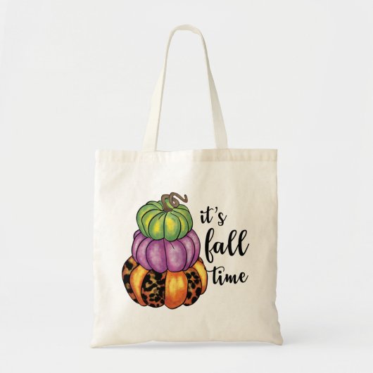 Herfst Time Quote Kleurrijke Pompoenen Crafty Tote Bag (Voorkant)