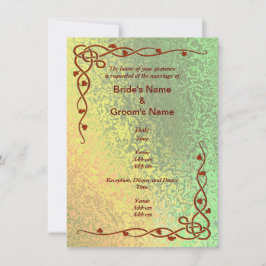 Herfst tinten van groen en geel bruiloft uitnodige kaart