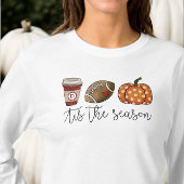 Herfst Tis het Seizoen Custom Coffee Football Pomp T-shirt
